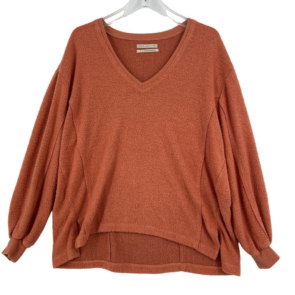 Urban‎ Outfitters Lillu Sweatshirt Size XS Burnt Orange Oversized Boxy V-Neck